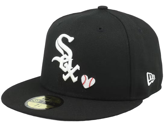 Chicago White Sox Quick Turn Team Heart 59FIFTY Black Fitted